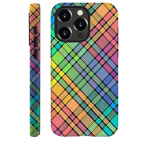 SEized Case Compatible with for iPhone 15 Pro,Colorful Plaid Tartan Phone Case for Girl Women Boy Men,Durable Protection Case for iPhone 15 Pro - Image 1