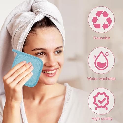 Puomue Makeup Remover Cloth 12 Pack, Ultra Soft and Reusable Microfiber Makeup Remover Towels for All Skin Types, Perfect Face Towels for Women, 6 Inch X 6 Inch, Multicolor thumbnail 4