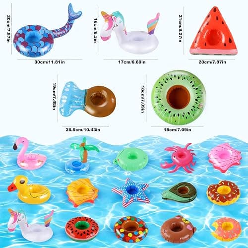 Inflatable Drink Holder, 35 Pack Drink Floaties for Pool, Pool Drink Floats for Hawaii Themed Pool Parties Cute Flamingo Inflatable Cup Holders Coasters thumbnail 2