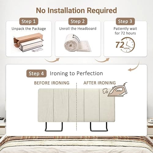 Liiwepo Twin Size Headboard Only-No Assembly Required, Beige | Easy to use no assembly required, Linen fabric and extra-thick foam for added comfort, Modern style headboard twin xl size thumbnail 3