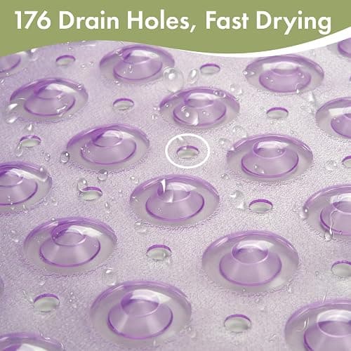 AmazerBath Shower Mat Non Slip 40 x 16 Inches, Shower Stall Mats with Suction Cups and Drain Holes, Non Slip Bath Mat for Tub for Elderly & Kids, Clear Purple thumbnail 5