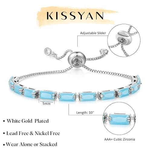 KissYan Tennis Bracelet for Women, 14K Gold Plated Cubic Zirconia Adjustable Slider Bracelets Trendy Classic Chic Jewelry Gift thumbnail 4