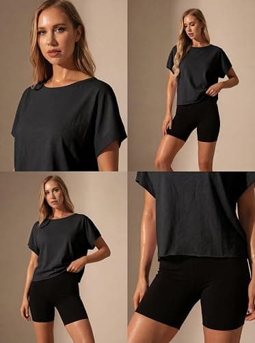 GRECERELLE Women's Open Back Workout Tops Backless Athletic Shirts Casual Crop Running Tee Y2k Yoga thumbnail 7