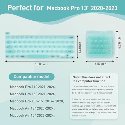 TS-MAYKA Keyboard Cover for Long Nails, Keyboard Film for Nail Art Silicone 3D Raised Keyboard Cover Skin for Typing Comfort Compatible with MacBook Pro/Air 13"/14"/15"/16" 2020-2024 (Blue) thumbnail 4