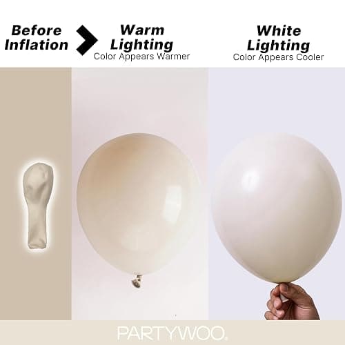 PartyWoo White Sand Balloons 140pcs Off White Beige Cream Ivory Color | Different Sizes of 18 12 10 5 Inch Balloons for Wedding Birthday Graduation Anniversary Party Decorations White-F12 thumbnail 3