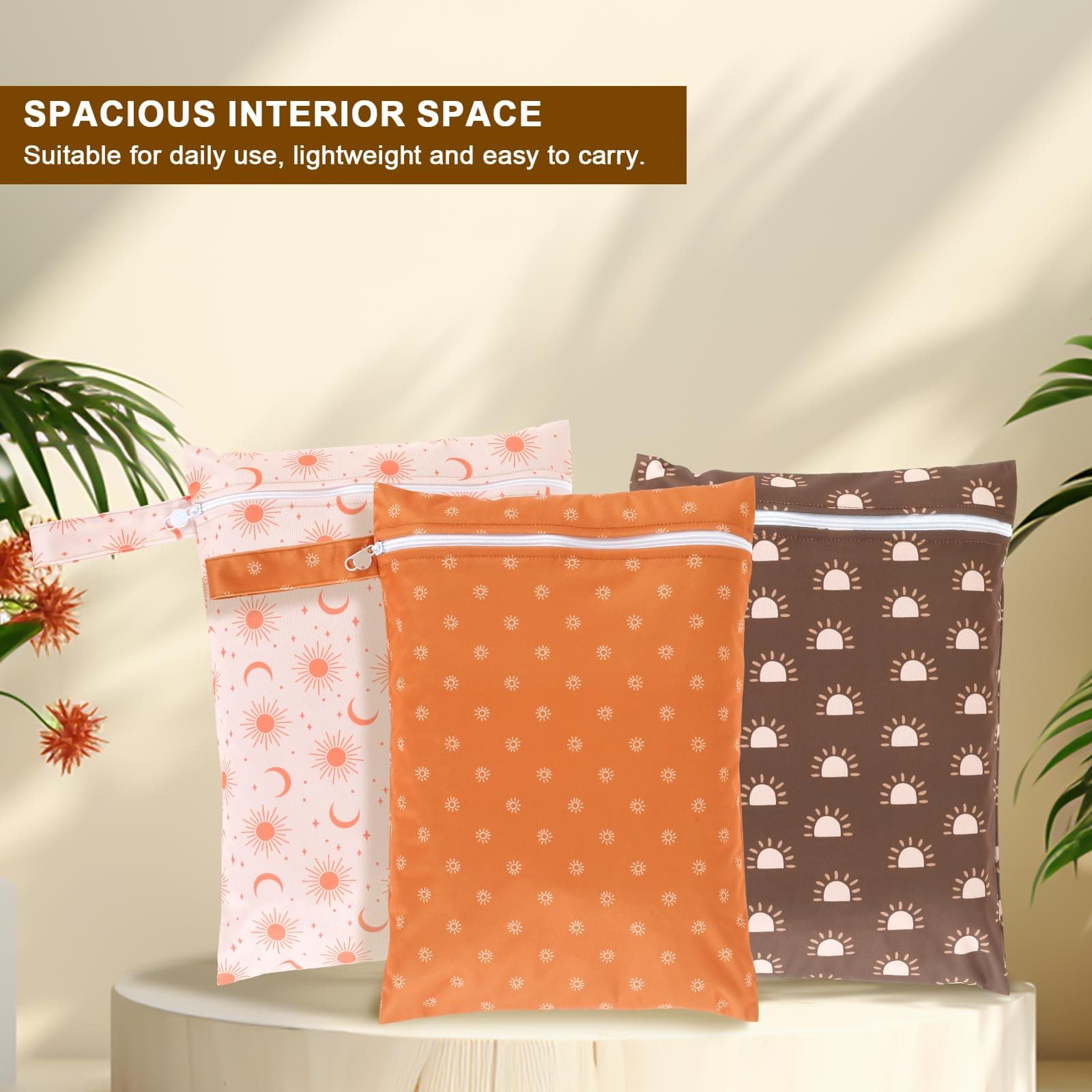 3Pcs Wet Dry Bags Storage Bag, Wet Dry Bag for Baby Cloth Diapers &Breast Pump Parts, Waterproof Reusable Wet Bag, Zipper Closure Wet Bags with Handle, Portable Bags for Swimsuits Beach Pool (C) thumbnail 5