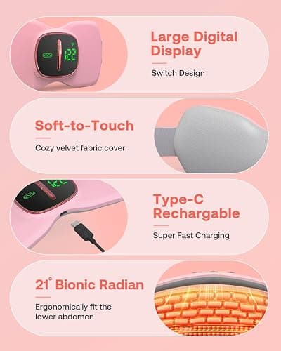 Heating Pad for Period Cramps, Portable Menstrual Heating Pad, Period Pain Relief Heated Pad, Back or Belly Heating Belt, for Her Women Girl Friend Wife thumbnail 6