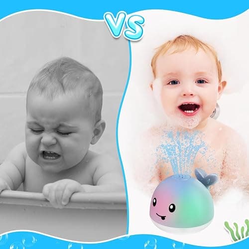 ANGGIKO Baby Bath Toys, Toddler Bath Toys for Kids Ages 1-3, Christmas Stocking Stuffers 1 2 3 Year Boy Girl Gifts, Infant Baby Toy 6-12-18 Months, Light Up Whale Bath Toy Sprinkler Bathtub Water Toy thumbnail 5