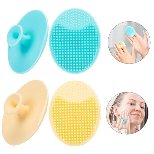 4 Pack Face Scrubber,JEXCULL Soft Silicone Facial Cleansing Brush Face Exfoliator Blackhead Acne Pore Pad Cradle Cap Face Wash Brush for Deep Cleaning Skin Care thumbnail 8