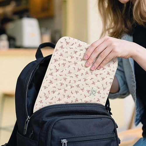 Puffy Laptop Sleeve 13-15.6 Inch Cute Quilted Laptop Protective Case Padded Floral Computer Sleeve for MacBook (A-Pink, 13 Inch) thumbnail 5