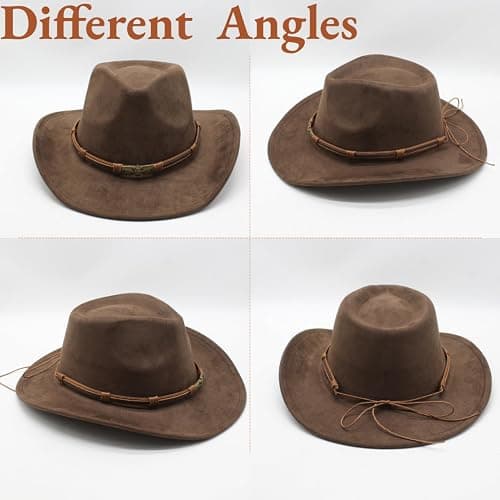 LIDHAY Cowboy Hat for Women and Men Western Cowgirl Hats Suede Cowboy Hat for Rodeo, Farming,Traveling,Outdoor Work thumbnail 5