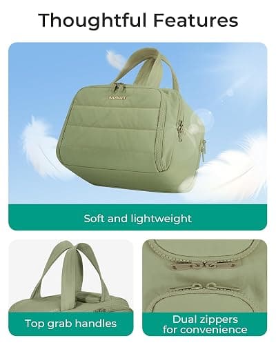 BAGSMART Travel Toiletry Bag, Lightweight Large Wide-open Travel Bag for Women, Puffy Cosmetic Makeup Bag Organizer with Handle for Accessories,Essentials, Toiletries, Green thumbnail 5