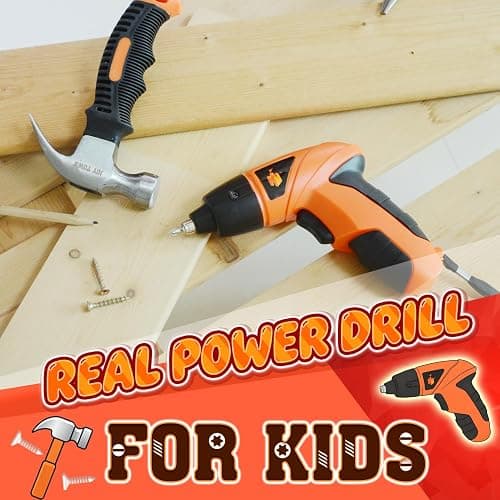 JoyTown Kids Real Power Drill Set – Electric Cordless Drill Tool Kit for Children with Interchangeable Bits, Flexible Shaft, Rechargeable, Carrying Case, Learning Tools for Boys & Girls Home DIY thumbnail 4