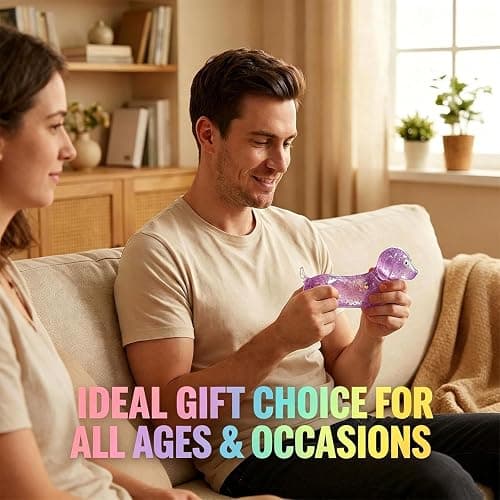 2Pcs Dachshund Squishy, Squishy Weiner Dog, Sparkly Gel Rainbow Sausage Dog Stretch Ball, Dachshund Squishy Stress Ball for Adults (Orange+Purple) thumbnail 7