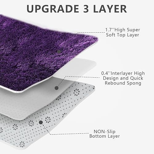 Shag Area Rugs for Bedroom Living Room,4X6 Ultra Soft Purple Fluffy Area Rugs for Dorm, Indoor Carpet Nursery Rugs for Kids Girls Room Home Decor,Purple thumbnail 5