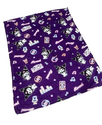 Kuromi & Friends Soft Silky Fleece Throw 40"x50" Kids Blanket “Neon Kuromi” thumbnail 2