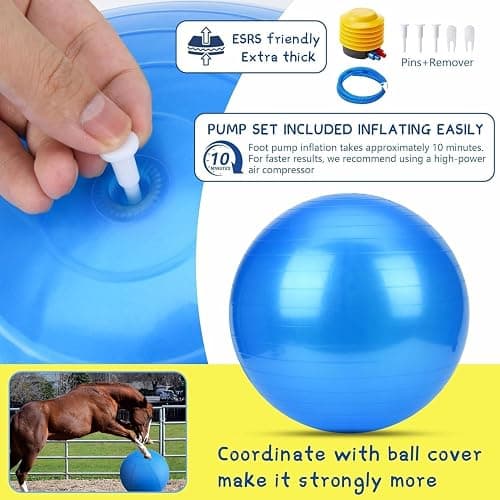 Herding Ball for Dogs and Horses - 18" Jolly Ball for Dogs, Agility Training Equipment, Herding for Australian/German Shepherd, Improved Bite-Resistant, Reinforced Sewing Dog Toys - Blue Medium thumbnail 4