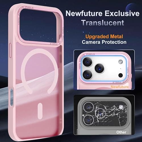 Newfuture Magnetic for iPhone 17 Pro Max Case Matte Shockproof, Tender Pink | Military Drop Protection, Slim Matte Anti-Fingerprint, Compatible with Magsafe, Camera Guard, Translucent Protective Cover thumbnail 4