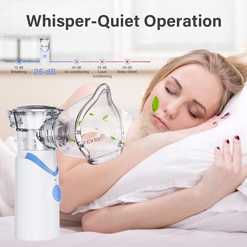 Portable Handheld Mesh Nebulizer – 3 Modes (Adult/Child/Auto-Clean), Ultra-Quiet <20dB, 800mAh Rechargeable, Fine Mist for Comfortable Use Spacer OTC (Blue) thumbnail 8
