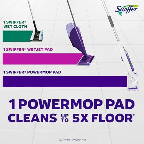 Swiffer PowerMop Multi-Surface Mop Kit for Floor Cleaning, Fresh Scent, Mopping Kit Includes PowerMop, 2 Mopping Pad Refills, 1 Floor Cleaning Solution with Fresh Scent and 2 Batteries thumbnail 11