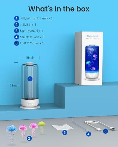 Jellyfish Lamp Quiet Calming Night Light for Bedroom Decor Gift(White） | 7 Color Changing LED Lights | 8H Auto-Off Timer thumbnail 8