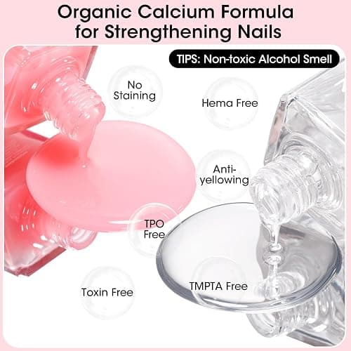 GELLEN Clear Nail Polish Base Top Coat, Sheer Pink Tinted Base Coat & Shine No Wipe Top Coat for Strengthening Thin Damaged Natural Nails, Quick Dry Regular Nail Polish No UV Gel, Hema Free, Non-toxic thumbnail 6