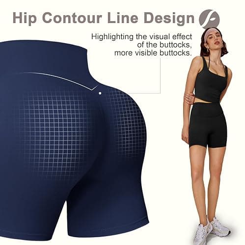 FULLSOFT 3 Pack Workout Gym Shorts for Women - 5" High Waist Tummy Control Scrunch Butt Lifting Seamless Biker Shorts thumbnail 4