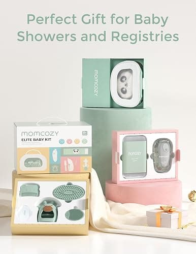 Momcozy Elite Baby Kit, Superior Baby Shower & Registry Essential Kit for Grooming & Health & Cleansing Care, Electric Nail File & Nasal Aspirator,Tummy Wrap,Thermometer,Bath Brush,Teether,Storage Bag thumbnail 7