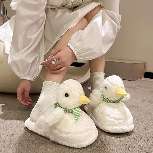 VTTDB Duck Slippers for Women Fuzzy Animal Plush Slippers Winter Indoor House Slides Warm Fluffy Slipper for Men thumbnail 6