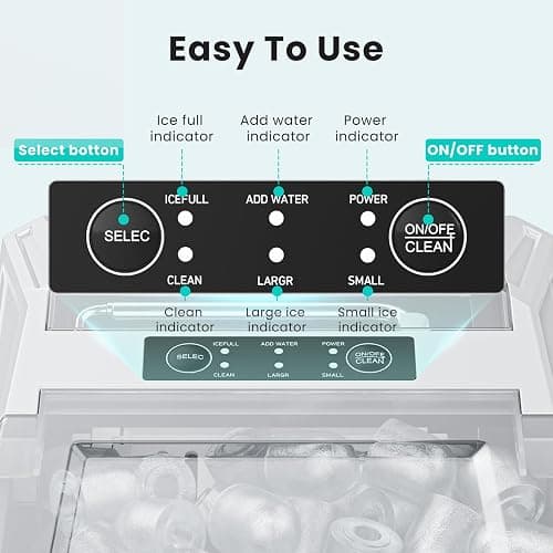 OLIXIS Nugget Ice Maker Machine, 26lbs in 24Hrs, 9 Ice Cubes in 6 Mins,Auto-Cleaning Portable Ice Maker with Basket and Scoop, Countertop Ice Maker for Home/Kitchen/Camping/RV, White - White thumbnail 6