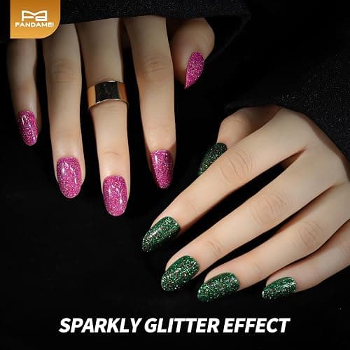FANDAMEI Press on Nails, 24 Colors 576PCS Press on Nails Oval, Cat Eye Press on Nails Short, Glitter Fake Nails, Press on Nails French Tip Natural Glossy Nails for Nail Art thumbnail 4