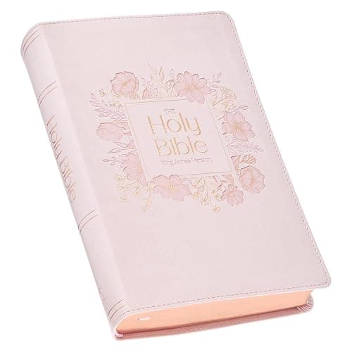 KJV Holy Bible, Giant Print Standard Size Red Letter Edition, Thumb Index Tabs & Ribbon Marker, King James Version, Vegan Leather, Pink, 14 pt. Type - Image 1