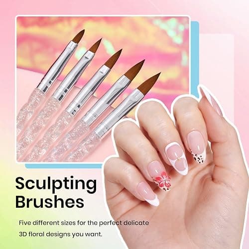 Beetles 31pcs Nail Art Brushes, Dotting Tools, Nail Art Pens, Dust Brush, Striping Liner Fingernail Drawing Pens with Palette Holder All in One for Starter Manicure Design Set thumbnail 4