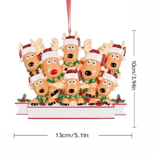Personalized Christmas Ornaments 2025 Family of 2/3/4/5/6 Reindeer Custom Christmas Ornament with Names Customized Family Ornaments for Christmas Tree Decoration Customized Gifts, Reindeer Family of 8 thumbnail 3