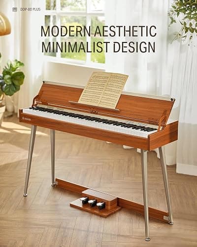 Donner DDP-80 PLUS Digital Piano 88 Key Weighted Keyboard, Home Electric Piano, Supports USB-MIDI & Headphones Connection, Semi-open Cover Designed, with Metal Three Pedal, Power Adapter thumbnail 7
