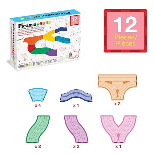 12pcs Race Track Add-On Magnetic Railway 5Styles Building Block Set Magnet Tiles Construction Toy STEM Learning Early Education Toys Blocks Child Brain Development for Kids Age 3+ PTR12 thumbnail 4