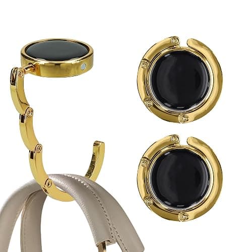 kwmobile Purse Hook for Table - Set of 2 Purse Holder - Folding Handbag Hanger - Portable Bag Holder - Bag Hooks for Desk - Table Hook Gold thumbnail 8