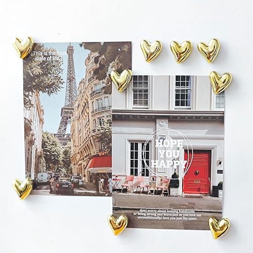 Janvelle 12PCS Refrigerator Magnets Gold Magnets for Fridge 0.83in Small Love Heart Cute Decorative Magnet Set for Home Kitchen Office Whiteboard Decor thumbnail 5