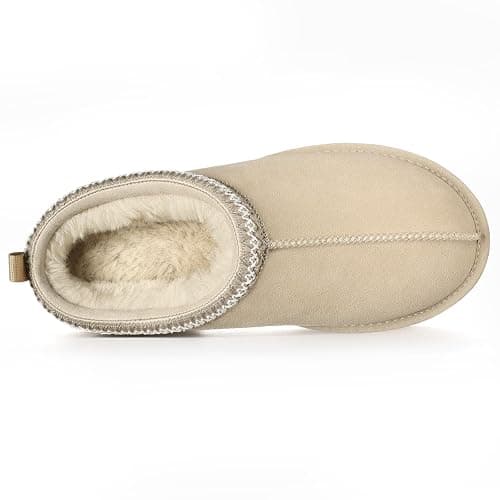 Litfun Women's Fuzzy House Slippers Genuine Suede Fluffy Winter Slipper Cozy Furry Warm Shoes Indoor/Outdoor thumbnail 5