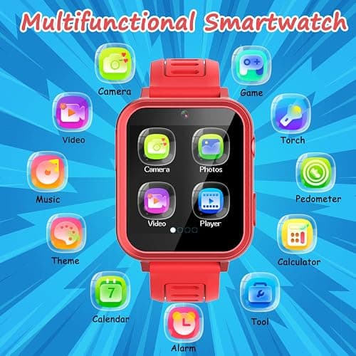 Wiszodet Smart Watch for Kids - Kids Smart Watch Girls Boys Gifts for 4-12 Years Old with 24 Games Camera Video Music Player Flashlight Alarm Clock Pedometer Birthday for Boys Girls Age 6 7 8 9 thumbnail 2