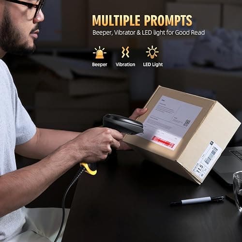 TEEMI 2D Barcode Scanner USB Wired Virtual COM Handheld Automatic QR Data Matrix PDF417 Maxi IMB bar Codes Imager Global Shutter Computer Screen Scan for Windows Mac and Linux PC POS, No Stand thumbnail 6
