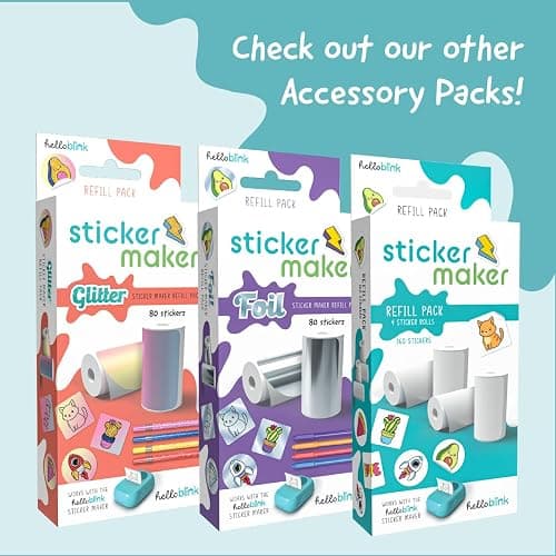 Hello Blink Sticker Maker Refill Pack – 10 Rolls: 5 Round, 5 Square – Makes 400 Custom Stickers – Compatible with Hello Blink Printer (Sold Separately) – Fun for Kids Aged 8+, DIY Craft Projects thumbnail 6