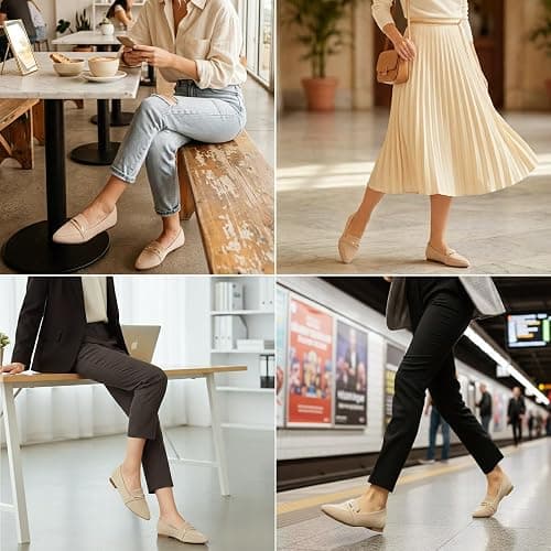 MUSSHOE Loafers for Women Pointed Toe: Dressy Gold Bit Flats, Suede BusinessCasual Slip On Shoes for Office Work,Interview & Teacher thumbnail 2