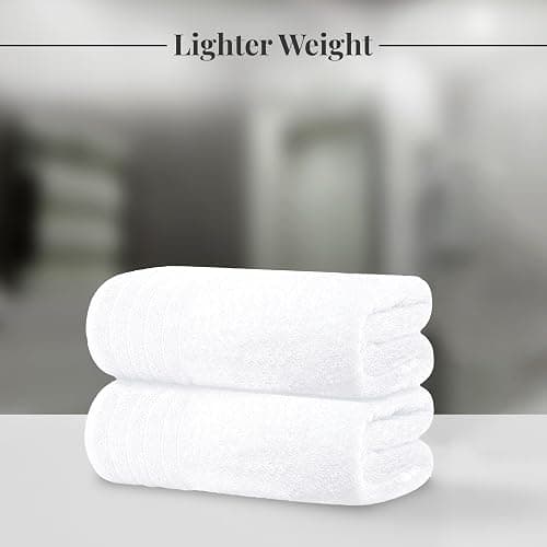 Tens Towels Pack of 8 Towels Set, 2 Extra Large Bath, 2 Hand, 4 Washcloths, 100% Cotton, Lighter Weight, Quicker to Dry, Super Absorbent, Perfect for Bathroom, White thumbnail 5