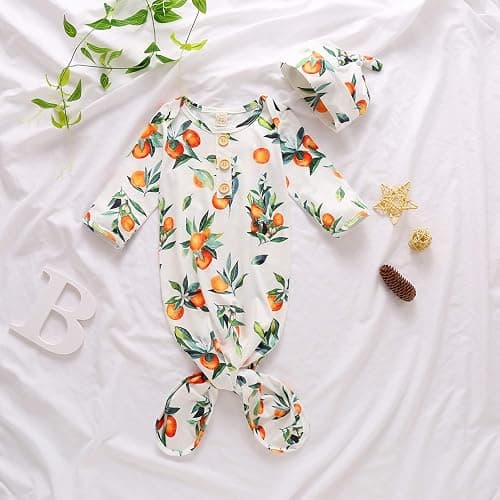 Moru Infant Baby Girls Cotton Sleeper Gowns Organic Cotton Floral Kimono Knotted Gown thumbnail 2