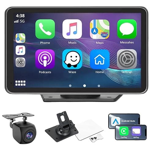 Carplay Screen for Car with Apple CarPlay/Android Auto, 7" Wireless Car Stereo, Portable Touchscreen Car Radio with Bluetooth, Backup Camera, GPS Navigation, Mirror Link,Multimedia Player All Vehicles - Image 1