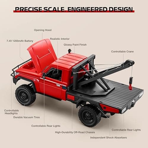SVERTIBO 1/12 RC Crane Truck, MN-82T LC79 RTR RC Crawler, 4WD Off-Road Tow Car RTR 2.4GHz RC Pick-up Trail Truck for Adults Hobby Toys (Yellow) thumbnail 4