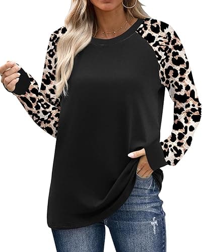 WIHOLL Long Sleeve Shirts for Women Color Block Raglan Tops Casual Crewneck Basic Tees Fall Clothes 2025 Fashion thumbnail 4