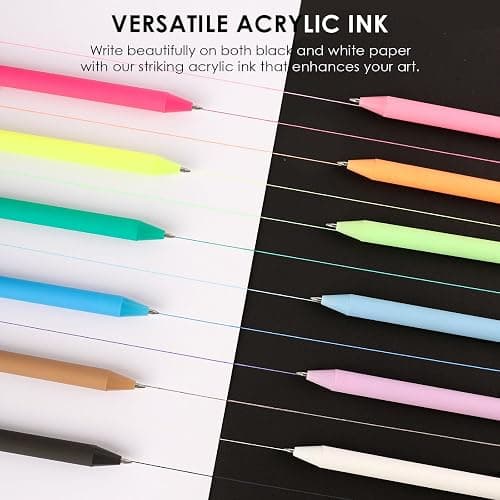 Grabie Acrylic Gel Pens, 0.6mm Fine Point Retractable Gel Pens for Journaling Note Taking, Pack of 12 thumbnail 3