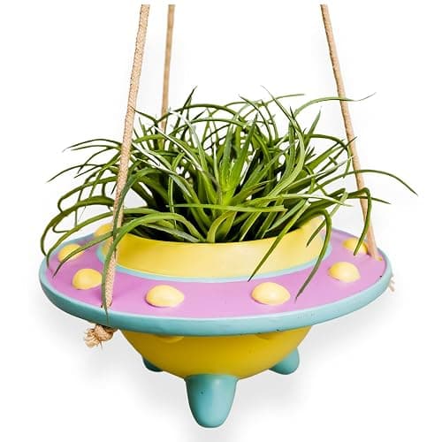 Original Earthlings Hanging Plant Holder - UFO Hanging Pots for Plants Indoor, Small Planters, Decorative Planter with Drainage Hole, Alien Room Decor Gift for Plant Lovers, Home Decor Gift - 4 Inch - Image 1